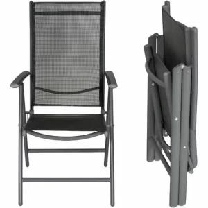 TECTAKE 2 Aluminium Gartenstühle Klappbar – Gartensessel, Gartengarnitur, Balkonstühle – Schwarz/anthrazit 8