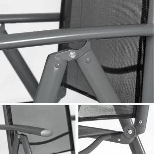 TECTAKE 2 Aluminium Gartenstühle Klappbar – Gartensessel, Gartengarnitur, Balkonstühle – Schwarz/anthrazit 12