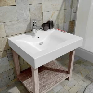 TECTAKE Waschbecken Aus Keramik, Rechteckig – Waschbecken, Waschtisch, Aufsatzwaschbecken 9