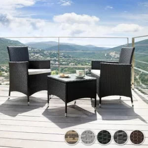 TECTAKE Rattan Gartenset Luzern 2+1 Inkl. Bezüge In 2 Farben – Gartenlounge, Terrassenmöbel, Rattan Lounge – Grau 9