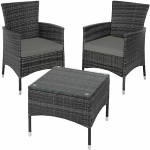 TECTAKE Rattan Gartenset Luzern 2+1 Inkl. Bezüge In 2 Farben – Gartenlounge, Terrassenmöbel, Rattan Lounge – Grau 11