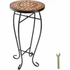 TECTAKE Balkontisch Blumenhocker Mit Mosaikmuster 30x30x61,5cm – Beistelltisch, Balkontisch, Blumenständer – Terracotta 17