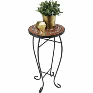 TECTAKE Balkontisch Blumenhocker Mit Mosaikmuster 30x30x61,5cm – Beistelltisch, Balkontisch, Blumenständer – Terracotta 8