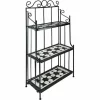 TECTAKE Metallregal Mosaik 3 Böden – Stufenregal, Blumentreppe, Blumenregal – Schwarz/weiß 19