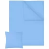 TECTAKE Bettwäsche-Set Baumwolle 200x135cm 2-tlg. – Spannbettlaken, Bettlaken, Bettbezug – Blau 17