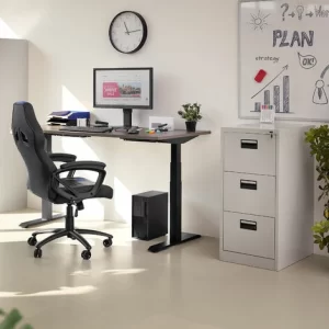TECTAKE Aktenschrank Mit 3 Schubladen 62,4x46x102,8cm – Büroschrank, Rolladenschrank, Hängeregisterschrank – Schwarz 11