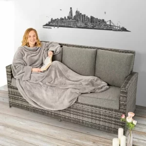 TECTAKE 2 Kuscheldecken Mit Ärmeln – Decken Mit Ärmeln, Ärmeldecken, Decken Zum Anziehen – 180 X 150 Cm Grau 9